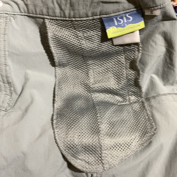 Isis Mini Skirt 8 Light Gray LOGO Pockets Stretchy  Zipper Buttons Nylon Spandex - Picture 7 of 12